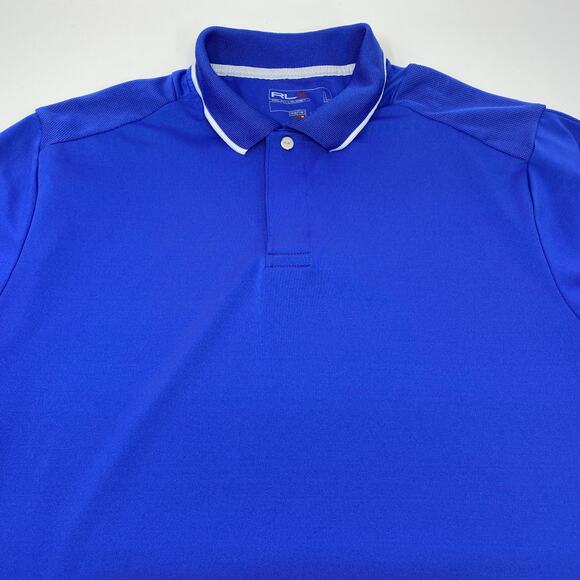 RLX Ralph Lauren‎ Mens Large Solid Blue Short Sleeve Golf Polo Shirt - Picture 1 of 6